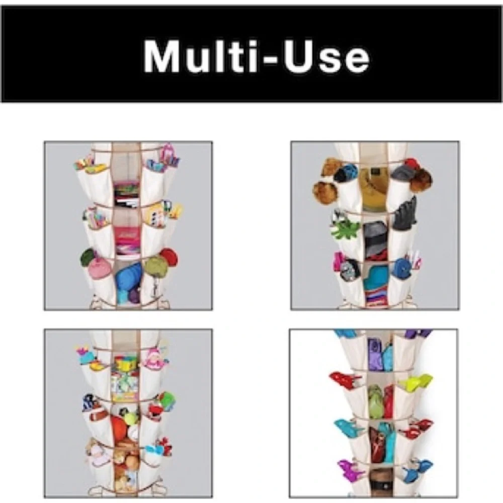 As Seen On Tv Smart Carousel Organizer 5-Shelves 40 Pockets 360 Spin Metal Hook